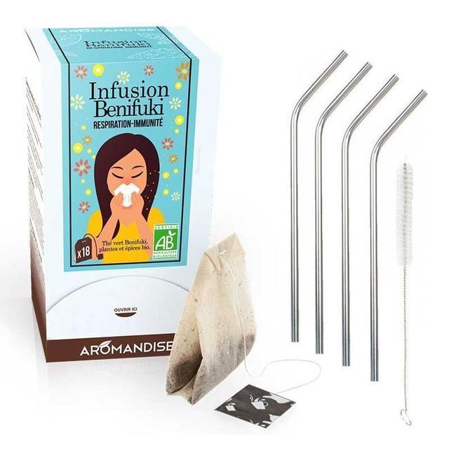 Tisane Benifuki 18 sachets + 4 pailles en inox