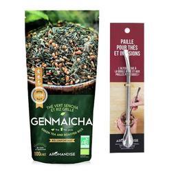 Thé vert bio japonais Genmaicha Sencha et riz grillé 100 g +