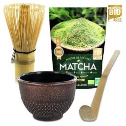 Coffret thé Matcha + fouet + cuillère en bambou + tasse