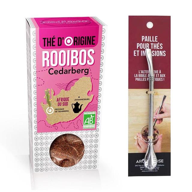 Thé Rooibos Cedarberg + paille inox avec filtre