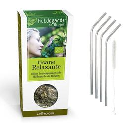 Tisane bio relaxante + 4 pailles en inox