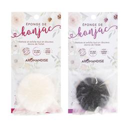 Duo d'éponges Konjac Nature et Konjac au charbon Bincho