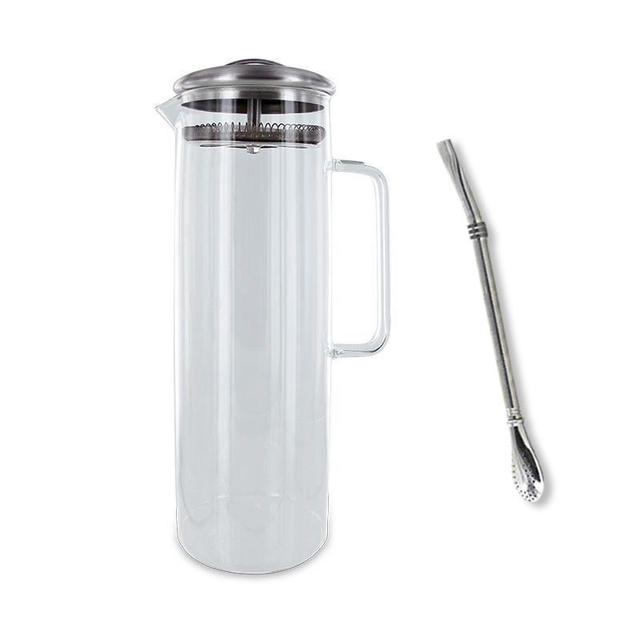 Carafe à thé glacé 1,5 litre + paille inox avec filtre