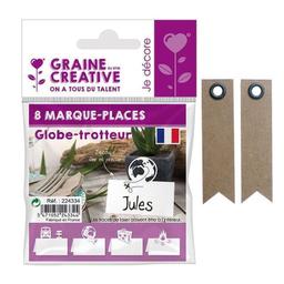 8 marque-places Globe-trotteur + 20 étiquettes kraft Fanion