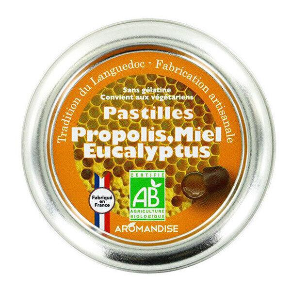 Pastilles bio à la propolis miel et eucalyptus pour la gorge 45g