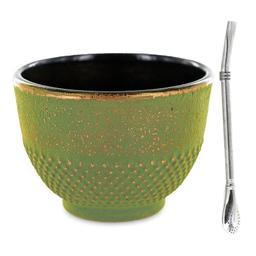 Tasse en fonte verte et bronze 0,15 L + paille inox avec filtre