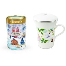 Tisanière fleurie porcelaine 250 ml + Tisane Magie de Noël