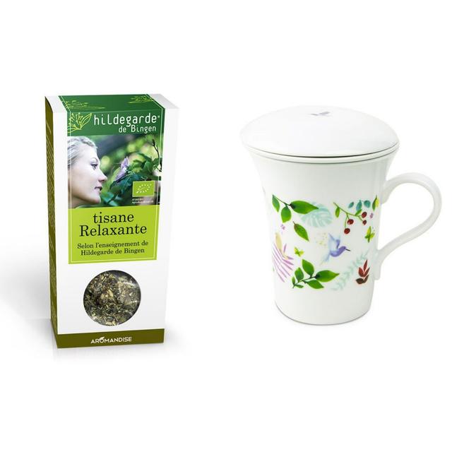 Tisanière fleurie porcelaine 250 ml + Tisane Bio relaxante