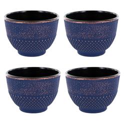 4 tasses en fonte bleu et bronze 0,15 L