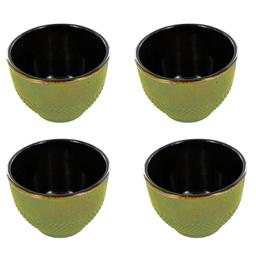 4 tasses en fonte vert et bronze 0,15 L