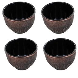 4 tasses en fonte noir et bronze 0,15 L