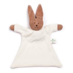 Doudou Plat Nanchen Natur Lapin Coton Bio Eponge Chocolat Ecru