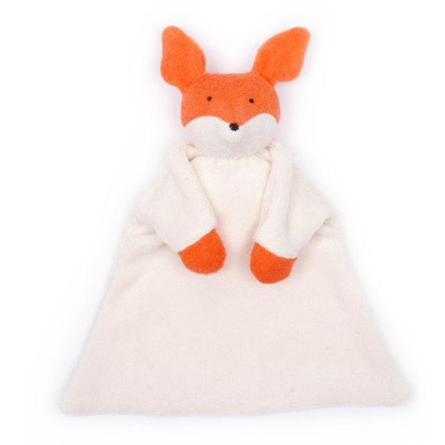 Doudou Plat Nanchen Natur Renard Coton Bio Eponge  Orange Ecru