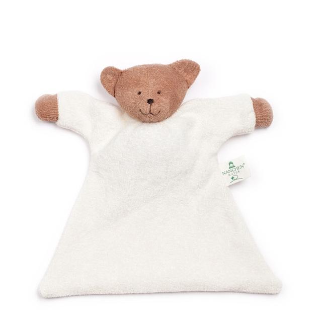 Doudou Plat Nanchen Natur Ourson Coton Bio Eponge Chocolat Ecru