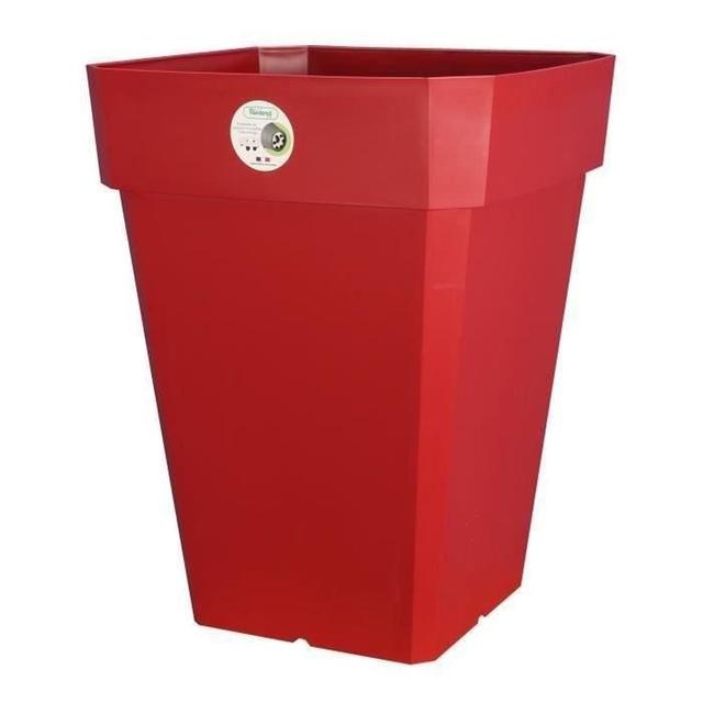 Pot carré Soleilla en plastique 39 x 39 x 53 cm - 49l - Rouge