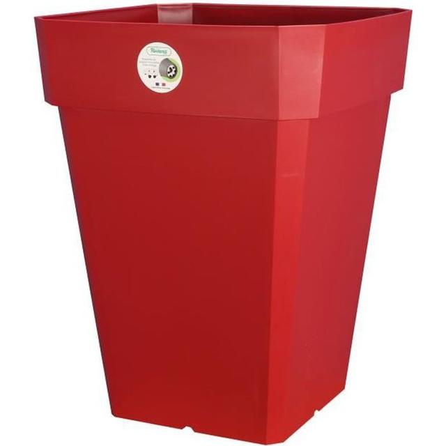 Pot de fleurs carré en plastique 49 x 49 x 50 cm - 65 L - Rouge