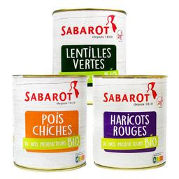 Assortiment de 3 conserves de légumineuses bio Sabarot