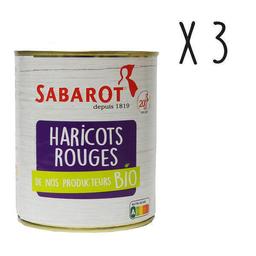 Lot de 3 X Haricots rouges Bio - conserve 460g - Sabarot