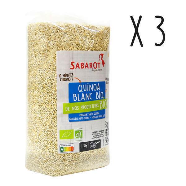 Lot de 3 X Quinoa blanc Bio - sachet 1Kg - Sabarot