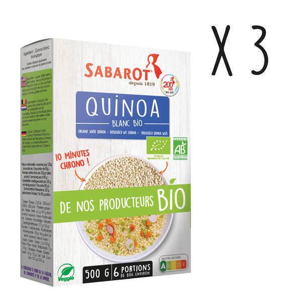 Lot de 3 X Quinoa blanc Bio - étui 500g - Sabarot