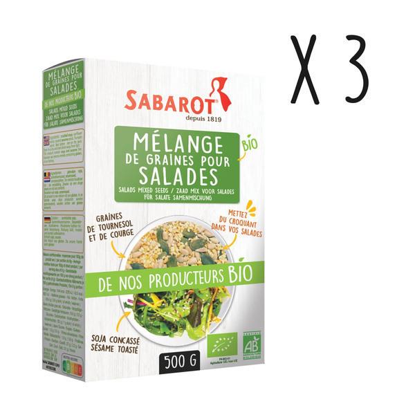 Lot de 3 X Mélange de graines Bio pour Salades 500g - Sabarot