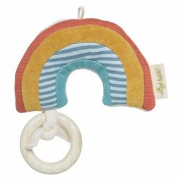 Hochet Coton Bio Anneau dentition Bois Arc-en-ciel 13cm Sigikid