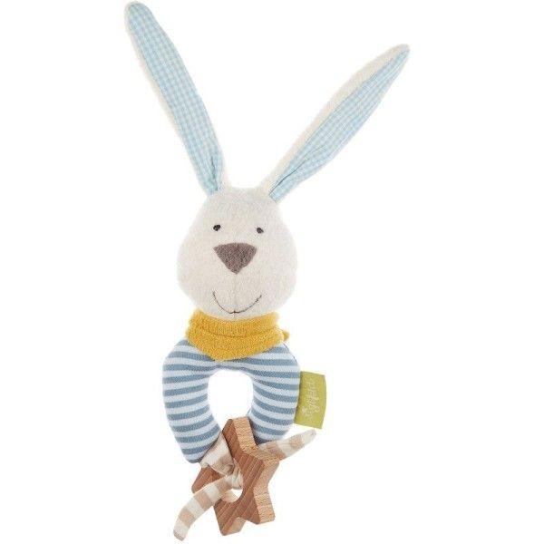 Hochet Anneau de dentition Bio Sigikid Lapin Bleu Green 14 cm