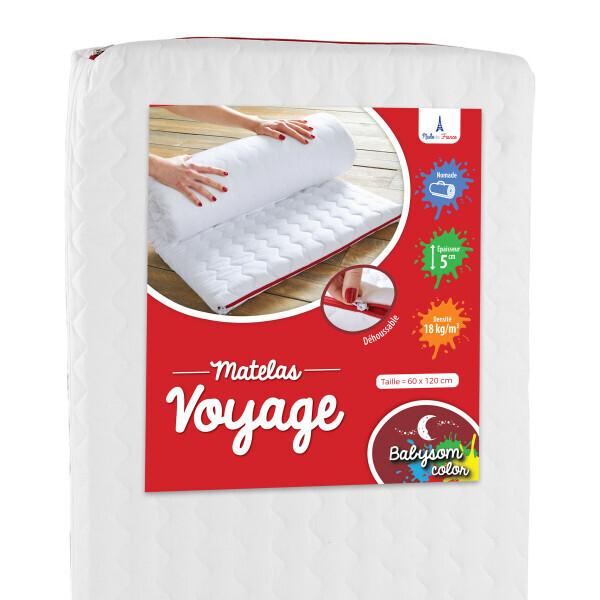 Matelas de Voyage 60x120x5 cm | Roulé | Déhoussable