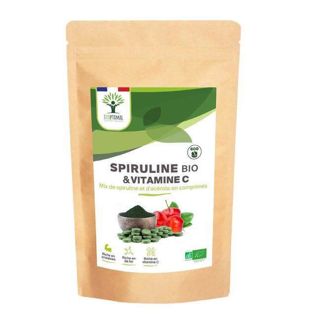 Spiruline Bio & Vitamine C - Conditionné en France  - 600cp