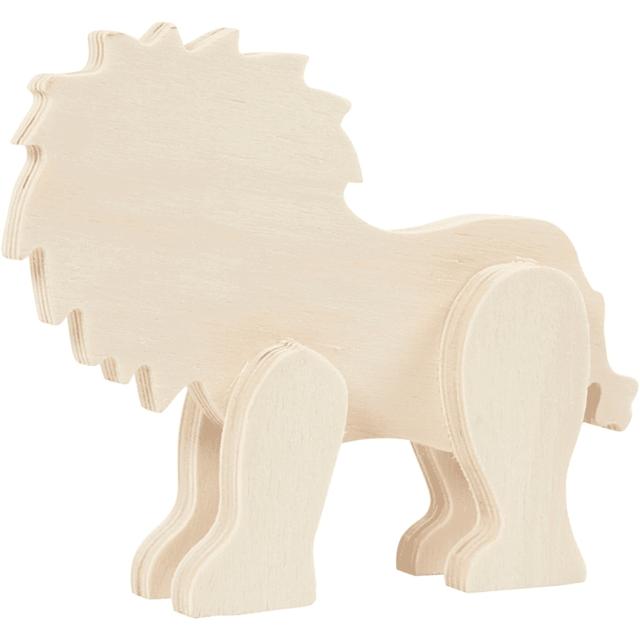 Figurine Lion en bois à décorer - 16 x 13 cm