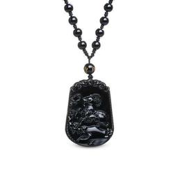 Collier "Chèvre" en Obsidienne Noire