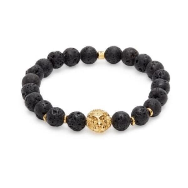 Bracelet "Lion doré" en Pierres de Lave