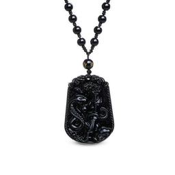 Collier et pendentif "Serpent" en Obsidienne Noire