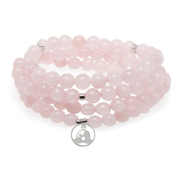 Bracelet Mala 108 perles en Quartz Rose