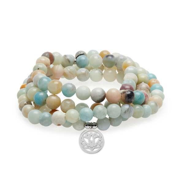 Bracelet Mala de 108 perles en Amazonite