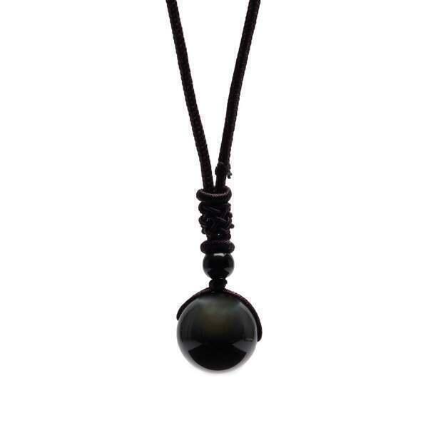 Collier "Perle" en Obsidienne Arc-en-ciel