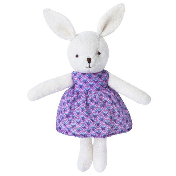 Doudou Peluche Bio Lapine Blanche 26cm Apple Park