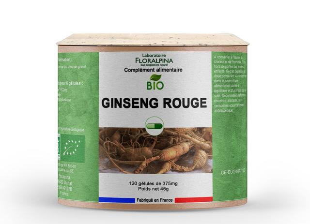 Ginseng rouge bio 120 gélules - contribue au bon fonctionnement