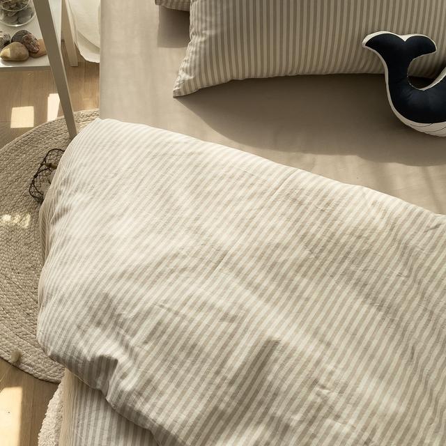 Housse de couette Percale de Coton Bio rayé 1 personne