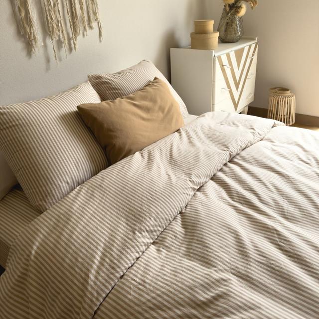 Housse de couette Adulte Percale de Coton Bio rayé