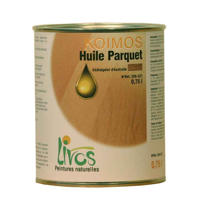 0.75L-blanc-Huile parquet KOIMOS 1L/44m2 en 2 couches Livos