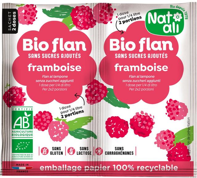 Bioflan Framboise sans sucres ajoutés 2x5g