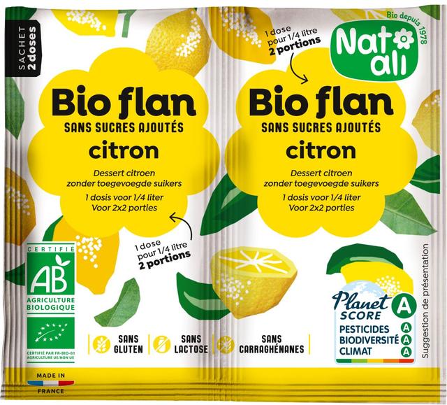 Bioflan citron sans sucres ajoutés 2x5g